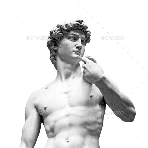 Statue of David by Michelangelo isolated on white Stock Photo by Cebas